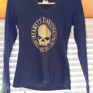 Harley-Davidson Black Tee with Orange Logo Tag